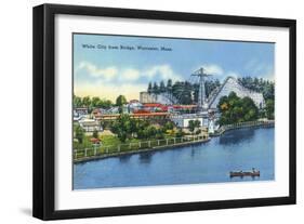 Worcester, Massachusetts - Bridge View of White City-Lantern Press-Framed Art Print