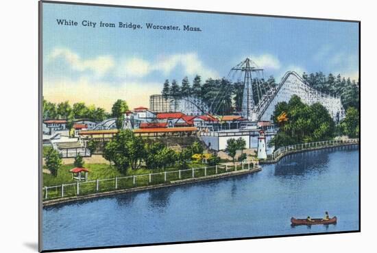 Worcester, Massachusetts - Bridge View of White City-Lantern Press-Mounted Art Print