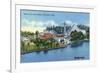 Worcester, Massachusetts - Bridge View of White City-Lantern Press-Framed Premium Giclee Print