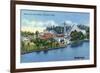 Worcester, Massachusetts - Bridge View of White City-Lantern Press-Framed Premium Giclee Print