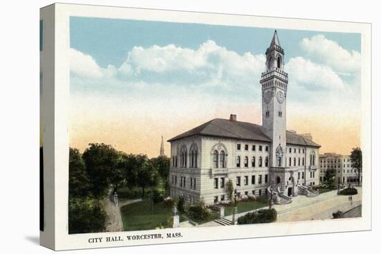 Worcester, Massachusetts - Exterior View of City Hall-Lantern Press-Stretched Canvas