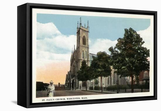 Worcester, Massachusetts - Exterior View of St. Paul's Church-Lantern Press-Framed Stretched Canvas