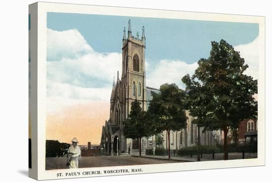 Worcester, Massachusetts - Exterior View of St. Paul's Church-Lantern Press-Stretched Canvas