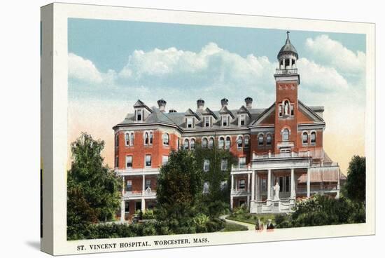 Worcester, Massachusetts - Exterior View of St. Vincent Hospital-Lantern Press-Stretched Canvas