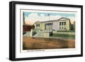 Worcester, Massachusetts - Exterior View of the Court House-Lantern Press-Framed Art Print