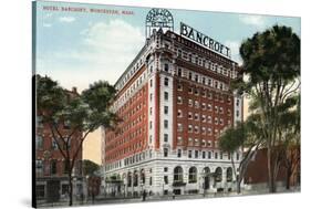 Worcester, Massachusetts - Exterior View of the Hotel Bancroft-Lantern Press-Stretched Canvas