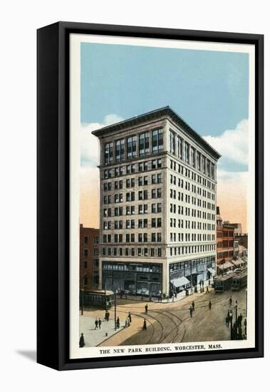 Worcester, Massachusetts - Exterior View of the New Park Building-Lantern Press-Framed Stretched Canvas