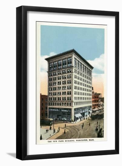 Worcester, Massachusetts - Exterior View of the New Park Building-Lantern Press-Framed Art Print