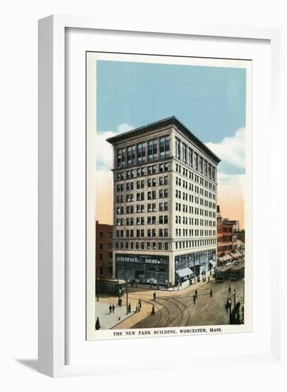 Worcester, Massachusetts - Exterior View of the New Park Building-Lantern Press-Framed Art Print