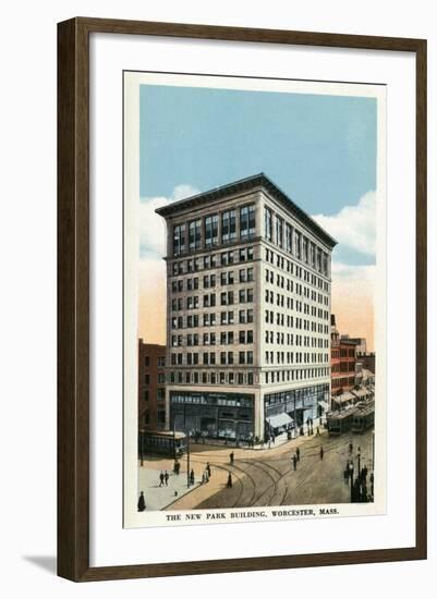 Worcester, Massachusetts - Exterior View of the New Park Building-Lantern Press-Framed Art Print