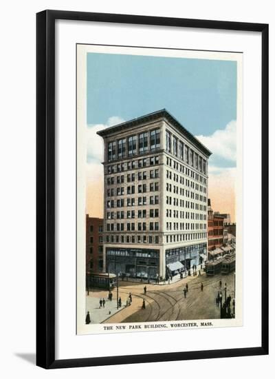 Worcester, Massachusetts - Exterior View of the New Park Building-Lantern Press-Framed Art Print