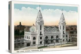 Worcester, Massachusetts - Exterior View of Union Station-Lantern Press-Stretched Canvas