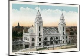 Worcester, Massachusetts - Exterior View of Union Station-Lantern Press-Mounted Art Print