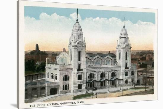 Worcester, Massachusetts - Exterior View of Union Station-Lantern Press-Stretched Canvas