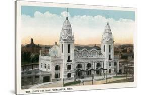 Worcester, Massachusetts - Exterior View of Union Station-Lantern Press-Stretched Canvas