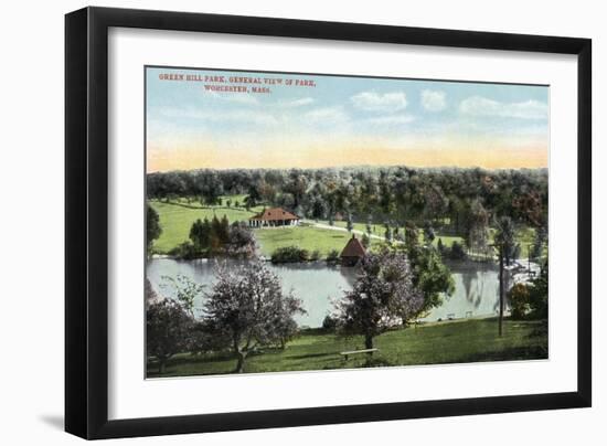 Worcester, Massachusetts - View of Green Hill Park-Lantern Press-Framed Art Print