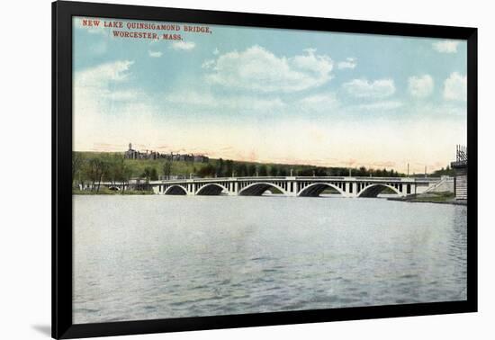 Worcester, Massachusetts - View of New Lake Quinsigamond Bridge-Lantern Press-Framed Art Print