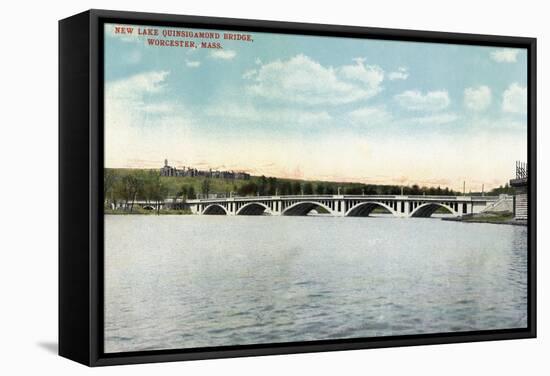 Worcester, Massachusetts - View of New Lake Quinsigamond Bridge-Lantern Press-Framed Stretched Canvas