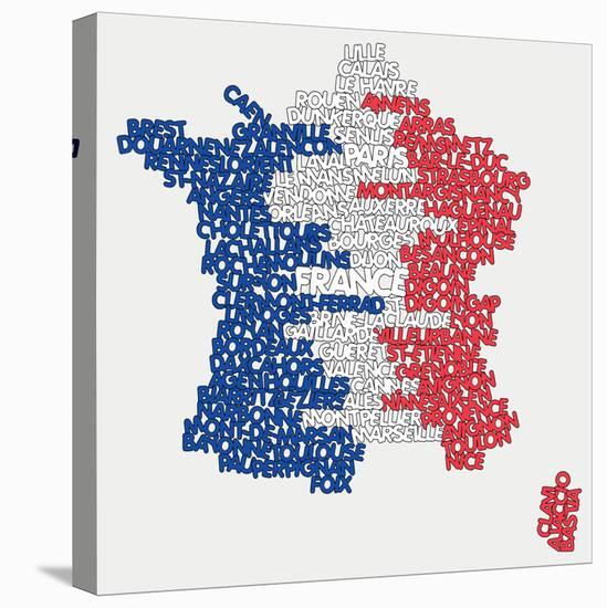 Word Cloud Map of France-adam.golabek-Stretched Canvas