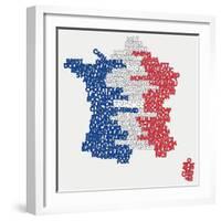 Word Cloud Map of France-adam.golabek-Framed Art Print