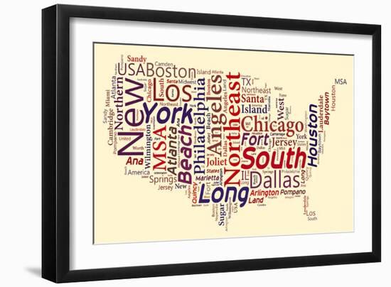 Word Cloud Of Usa Map-masuti-Framed Art Print