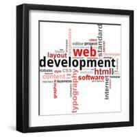 Word Cloud - Web Development-master_art-Framed Art Print