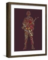 Wordcloud: Soldier with Rifle of War Words-alanuster-Framed Art Print