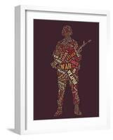 Wordcloud: Soldier with Rifle of War Words-alanuster-Framed Art Print