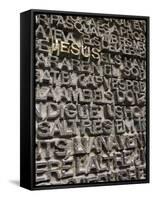 Words Including Jesus on Door, Sagrada Familia, Barcelona, Catalonia, Spain, Europe-Martin Child-Framed Stretched Canvas