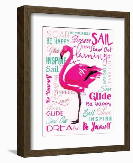 Wordy Flamingo-OnRei-Framed Art Print