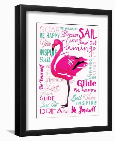 Wordy Flamingo-OnRei-Framed Art Print