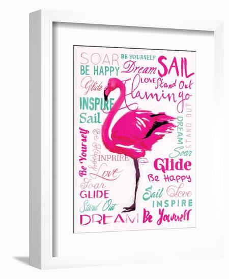 Wordy Flamingo-OnRei-Framed Art Print