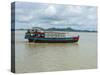 Work boat on Kaladan River, Rakhine State, Myanmar-null-Stretched Canvas