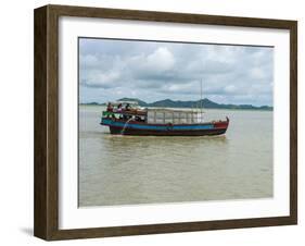 Work boat on Kaladan River, Rakhine State, Myanmar-null-Framed Photographic Print