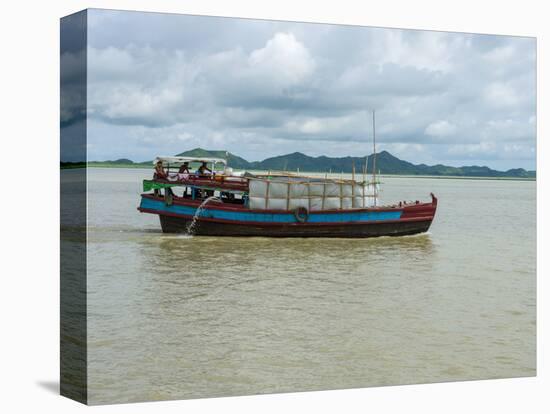 Work boat on Kaladan River, Rakhine State, Myanmar-null-Stretched Canvas