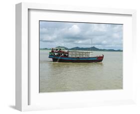Work boat on Kaladan River, Rakhine State, Myanmar-null-Framed Photographic Print