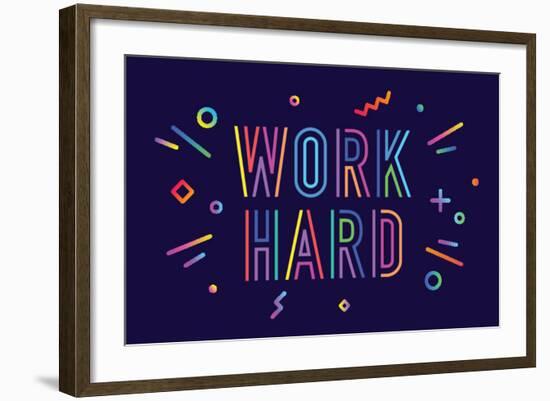 Work Hard-foxysgraphic-Framed Art Print