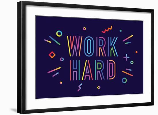 Work Hard-foxysgraphic-Framed Art Print