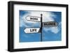 Work-Life Balance Road Sign Concept for Healthy Lifestyle and Wellbeing Choice-Flynt-Framed Photographic Print