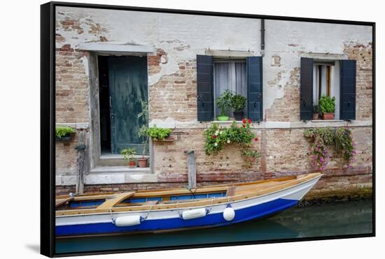 Workboat Resting-Laura DeNardo-Framed Stretched Canvas