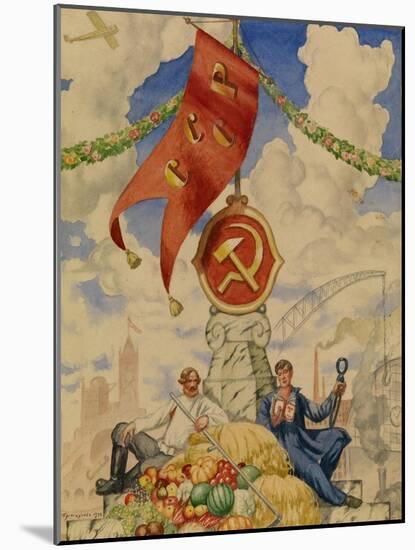 Worker and Farmer, 1923-Boris Michaylovich Kustodiev-Mounted Giclee Print