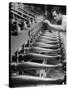 Worker Carving Chair Legs, 24 at a Time, at a Tomlinson Furniture Factory-Margaret Bourke-White-Stretched Canvas