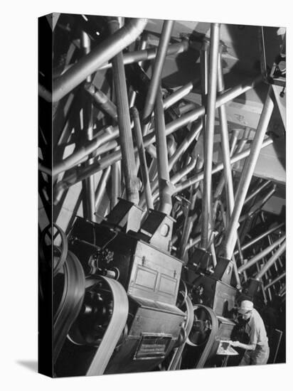 Worker Checking Quality Control at Flour Mill-Margaret Bourke-White-Stretched Canvas