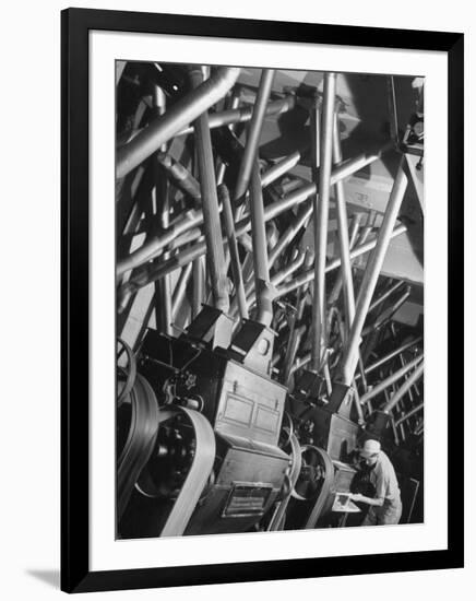 Worker Checking Quality Control at Flour Mill-Margaret Bourke-White-Framed Photographic Print