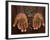 Worker from the Plantation 'Roca Nova Moka' in Sao Tomé Holds Some Coffee Beans-Camilla Watson-Framed Photographic Print