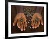 Worker from the Plantation 'Roca Nova Moka' in Sao Tomé Holds Some Coffee Beans-Camilla Watson-Framed Photographic Print