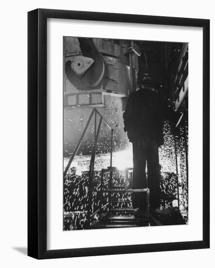 Worker in a Steel Mill in Moscow-James Whitmore-Framed Photographic Print