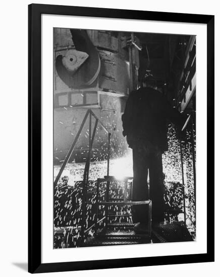 Worker in a Steel Mill in Moscow-James Whitmore-Framed Photographic Print