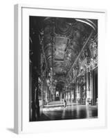Worker Mopping the Floor of the Grand Foyer at the Opera House-Walter Sanders-Framed Photographic Print