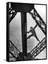 Worker Painting the Eiffel Tower-null-Framed Stretched Canvas